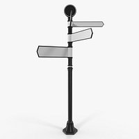 Blank Four Way Signpost Black