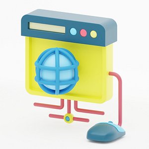 Internet Browser 3d icon represented with computer mouse and application window 3D