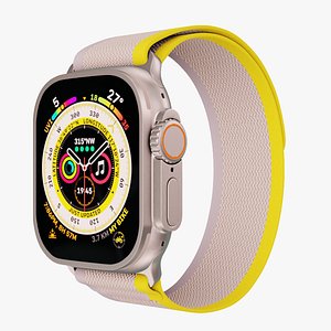 Apple Watch Ultra Titanium Case with Yellow And Beige Trail Loop 3ds Max