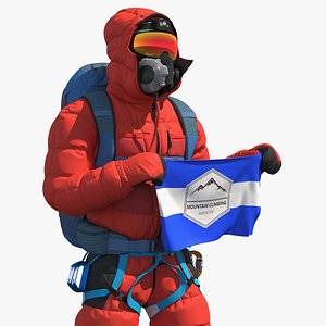 Summit Climber Holding Flag