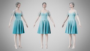 Dress 09 Sky Blue 3D model