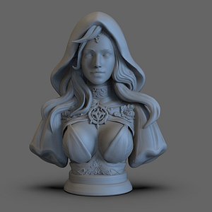 3D Wizard Girl Bust model