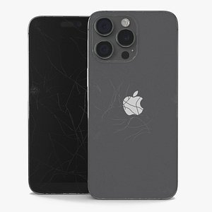 Black Titanium IPhone 15 Pro Max Cracked 3D