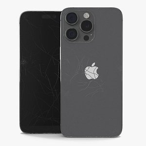 Black Titanium IPhone 15 Pro Max Cracked