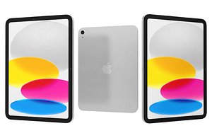 Apple iPad 2025 Silver Low Poly 3D model