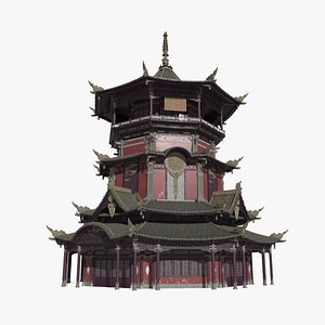 Taoist attic in ancient Asian architecture 3D model