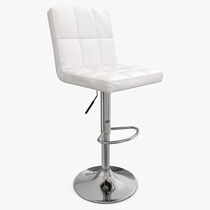 Modern White Leather Stool