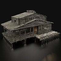 AAA SWAMP WETLAND FANTASY MEDIEVAL WOODEN HOUSE HUT TAVERN