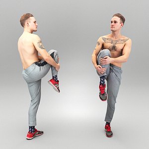 Athletic man stretching leg 366 3D model