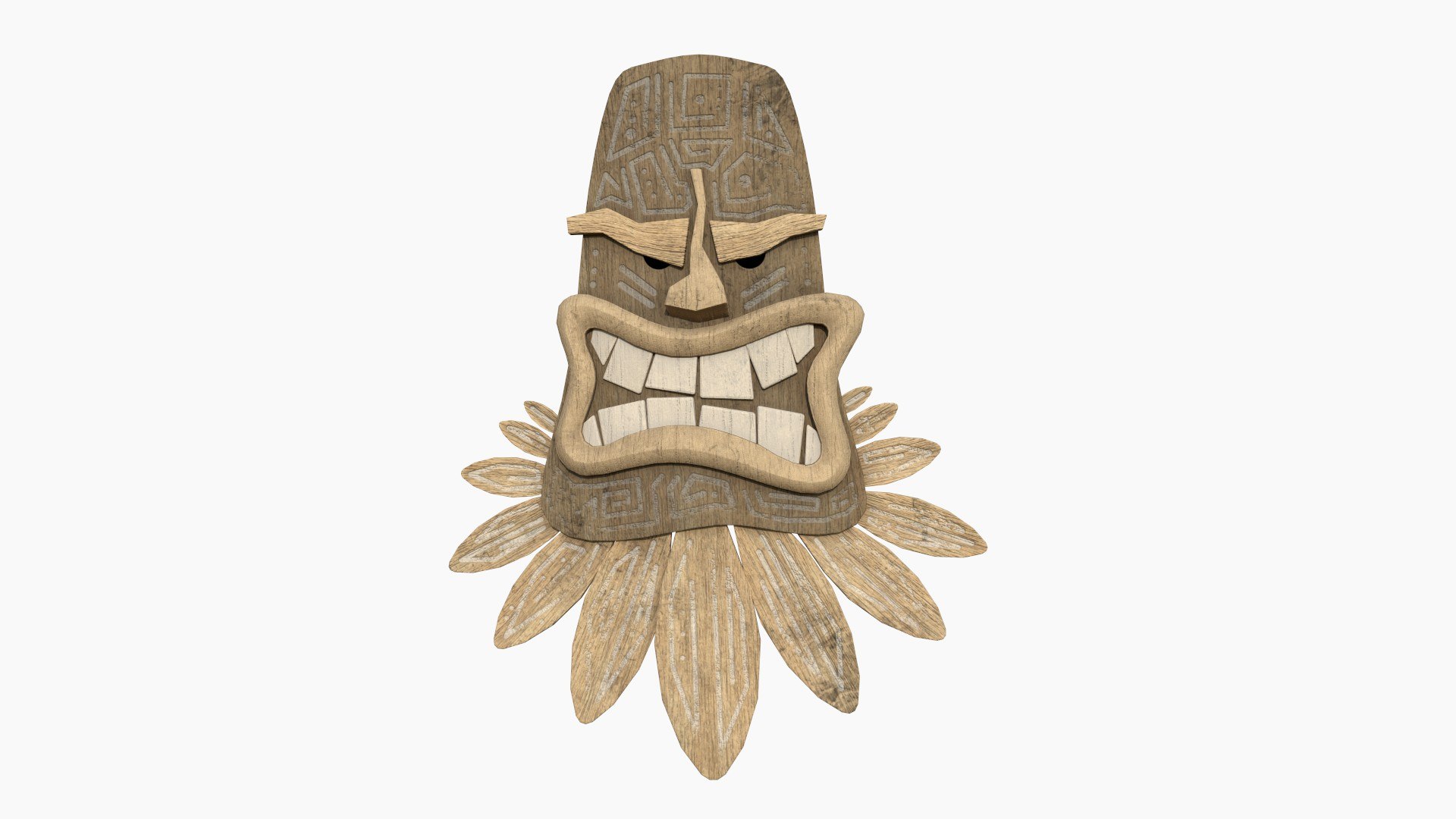 3D Tribal Mask H08 Full Wood Costume Character Design TurboSquid   R80 