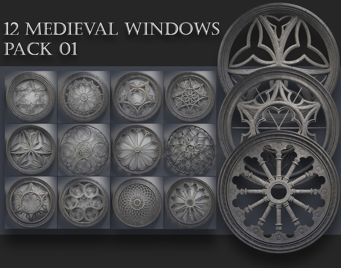 3D Medieval Windows Pack 01 model - TurboSquid 2057378