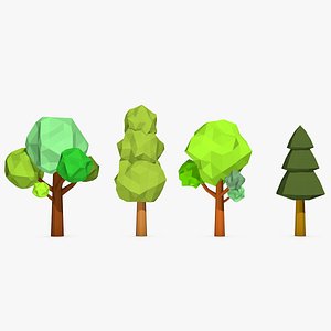 Cartoon Trees Low Poly