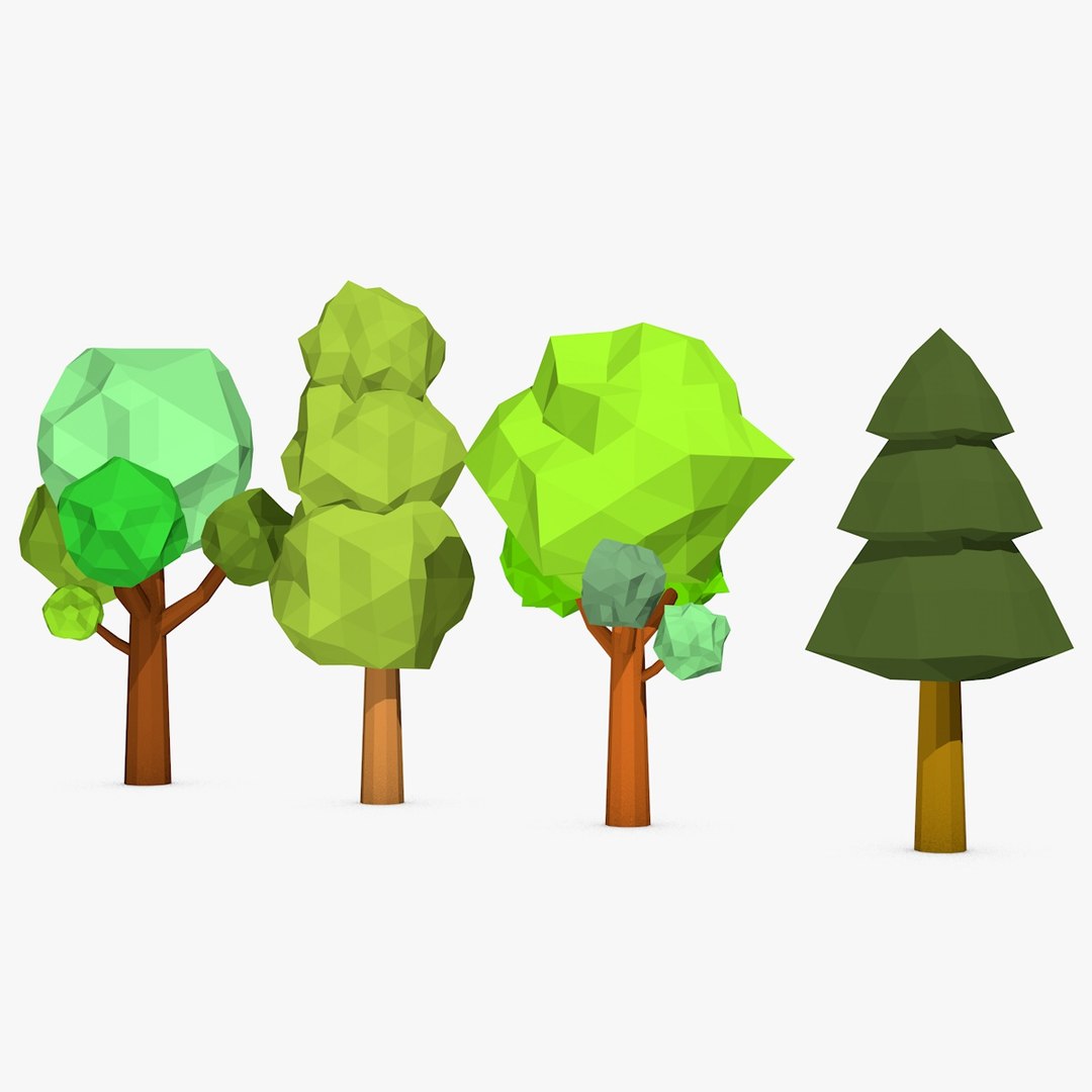 Cartoon Trees 3d Model