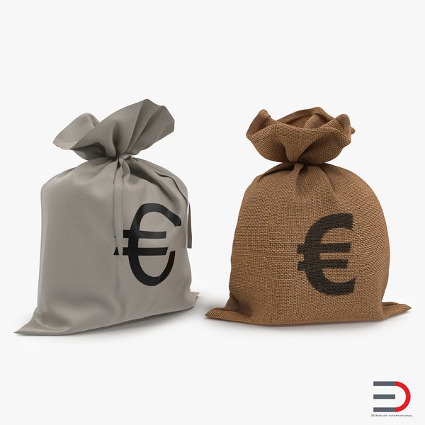 3d model euro money bags modeled