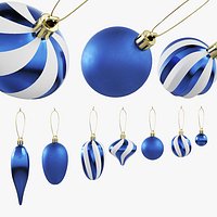 Festive Christmas Ornament Set Blue