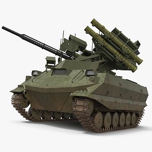 Uran-9 Armed Ground Unit with Muddy Tracks Green Used Rigged