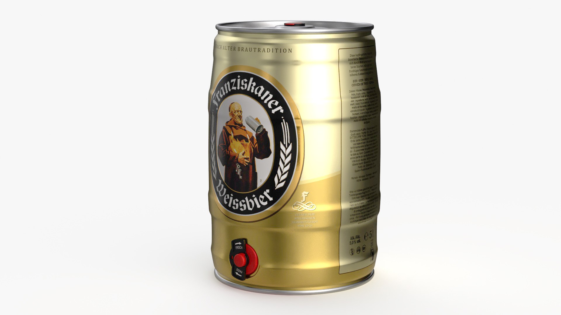 Franziskaner Beer 5 Liter Barrel 3D model preview