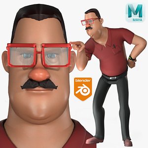 Cartoon Rigged Man Character 3D Model