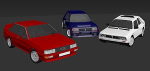 peugeot b group rally cars 3D model