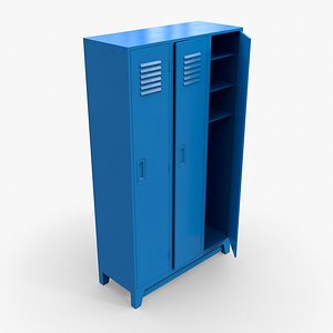 PBR School Gym Locker 08 - Blue Light 3D model
