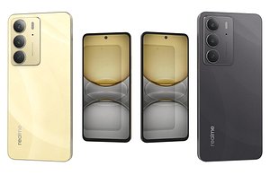 Realme C75 Black And Gold Low Poly 3D