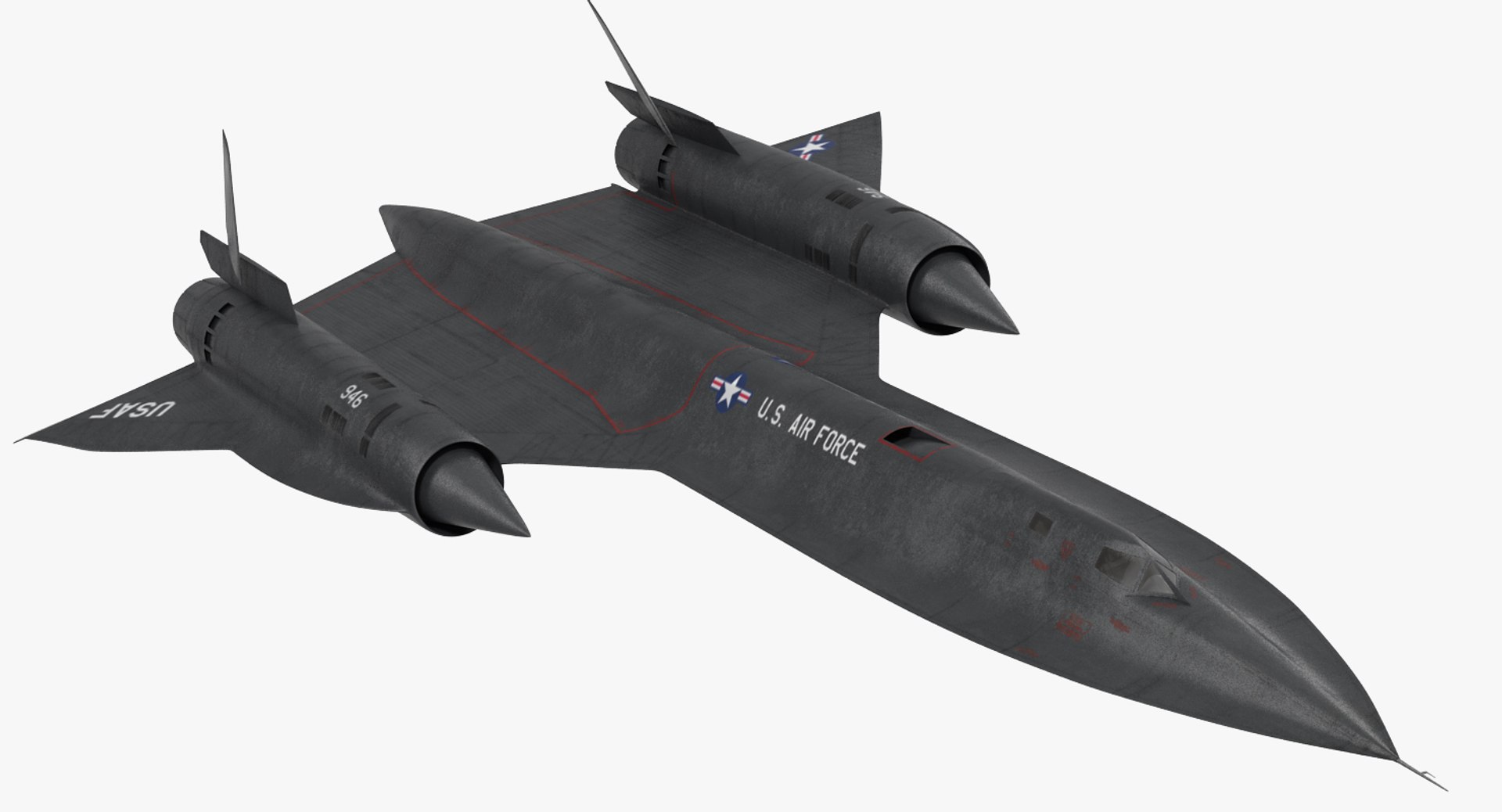 Lockheed SR-71 Blackbird Rigged 3D model preview