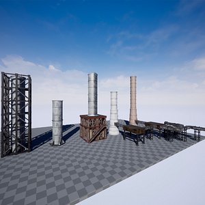 Modular Industrial Pipe for UE4 and Unity 3D model