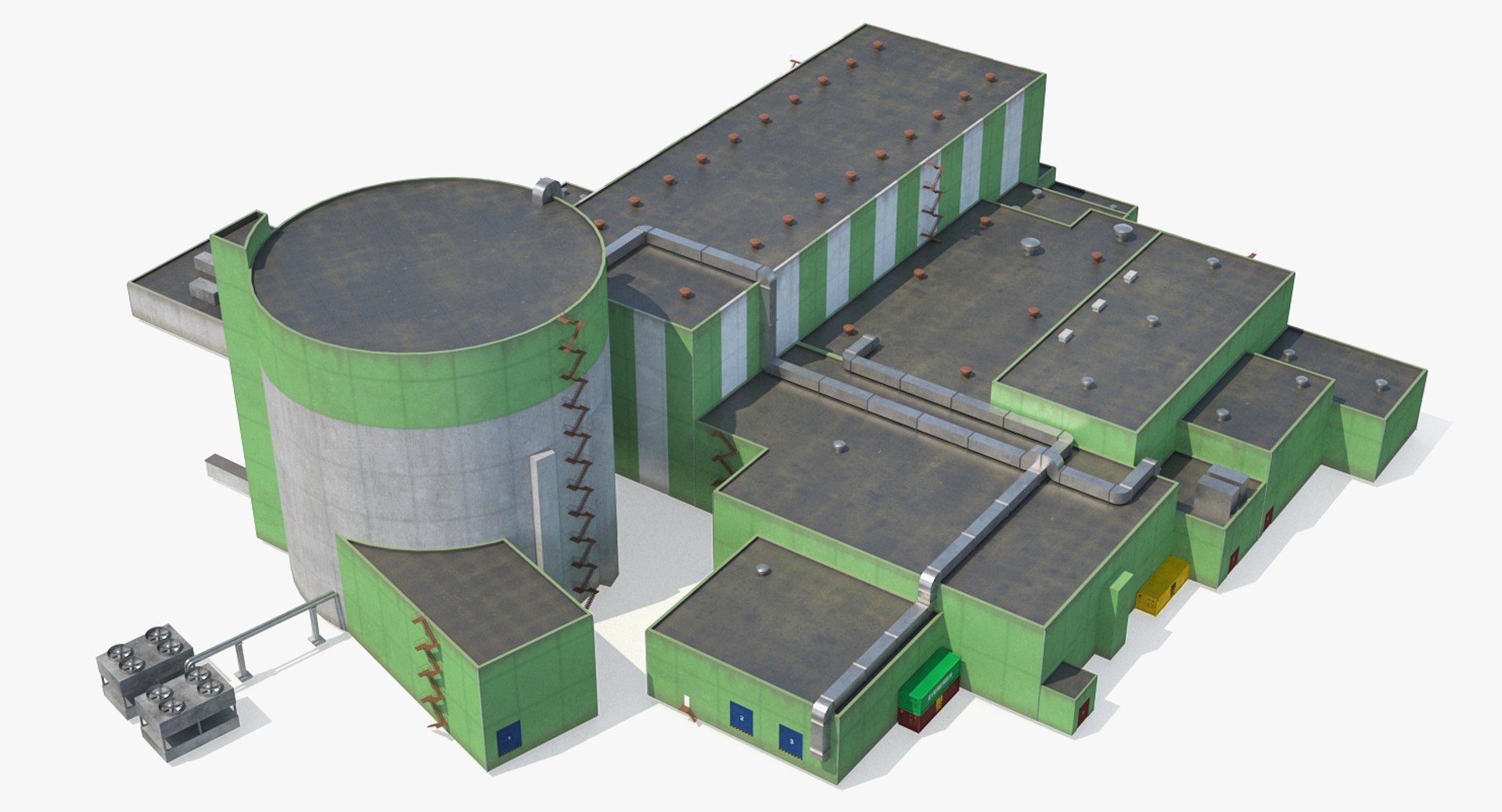 Nuclear Power Plant Reactor Building 3D model preview