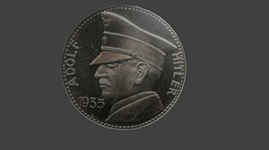 5 reichsmark coin 3d obj