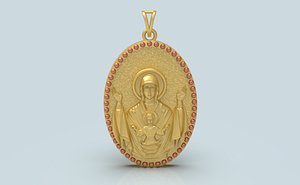 Mother Mary With Jesus Christ Pendant - 0115 - 3D 3D model