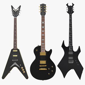 Black Electric Guitar Collection 3D model