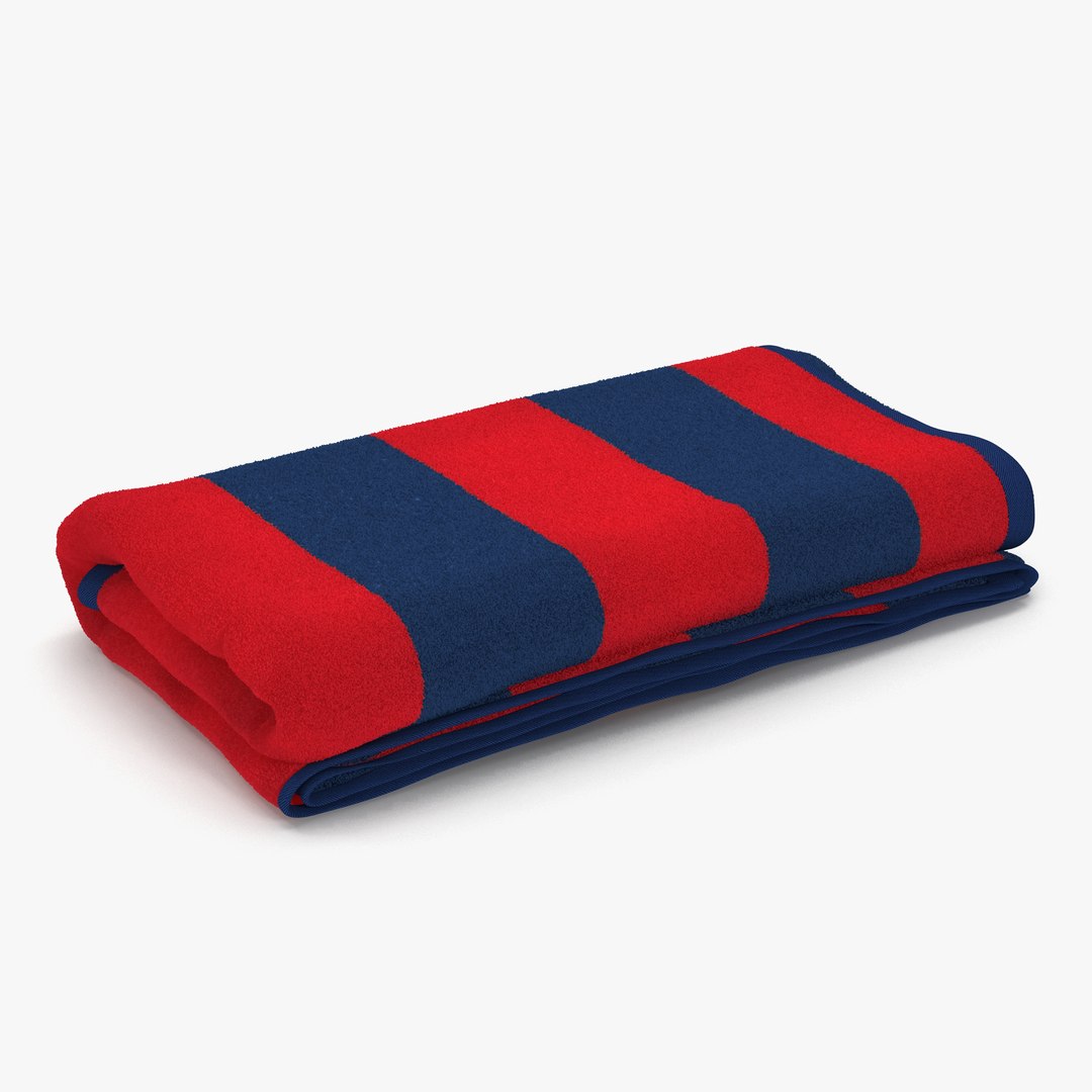 Beach Towel 3 Red 3D Model 3D model preview