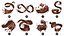 Colección de modelos 3D de 34 mallas de chocolate líquido Splash