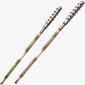 3D model Medieval Weapon Polearm Crushing Mace Spear