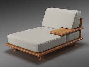 italian modernist leather chaise 3D