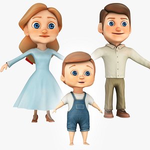 Cartoon Family Mother Father Boy 3D model