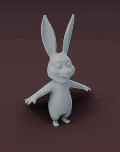 3D Cartoon Rabbit Rigged Base Mesh 3D Model model