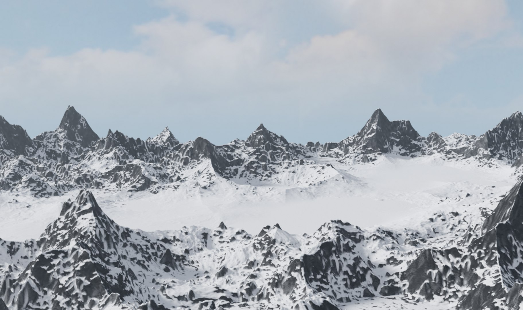 Valley Snowy Mountains 3D Model - TurboSquid 1540537