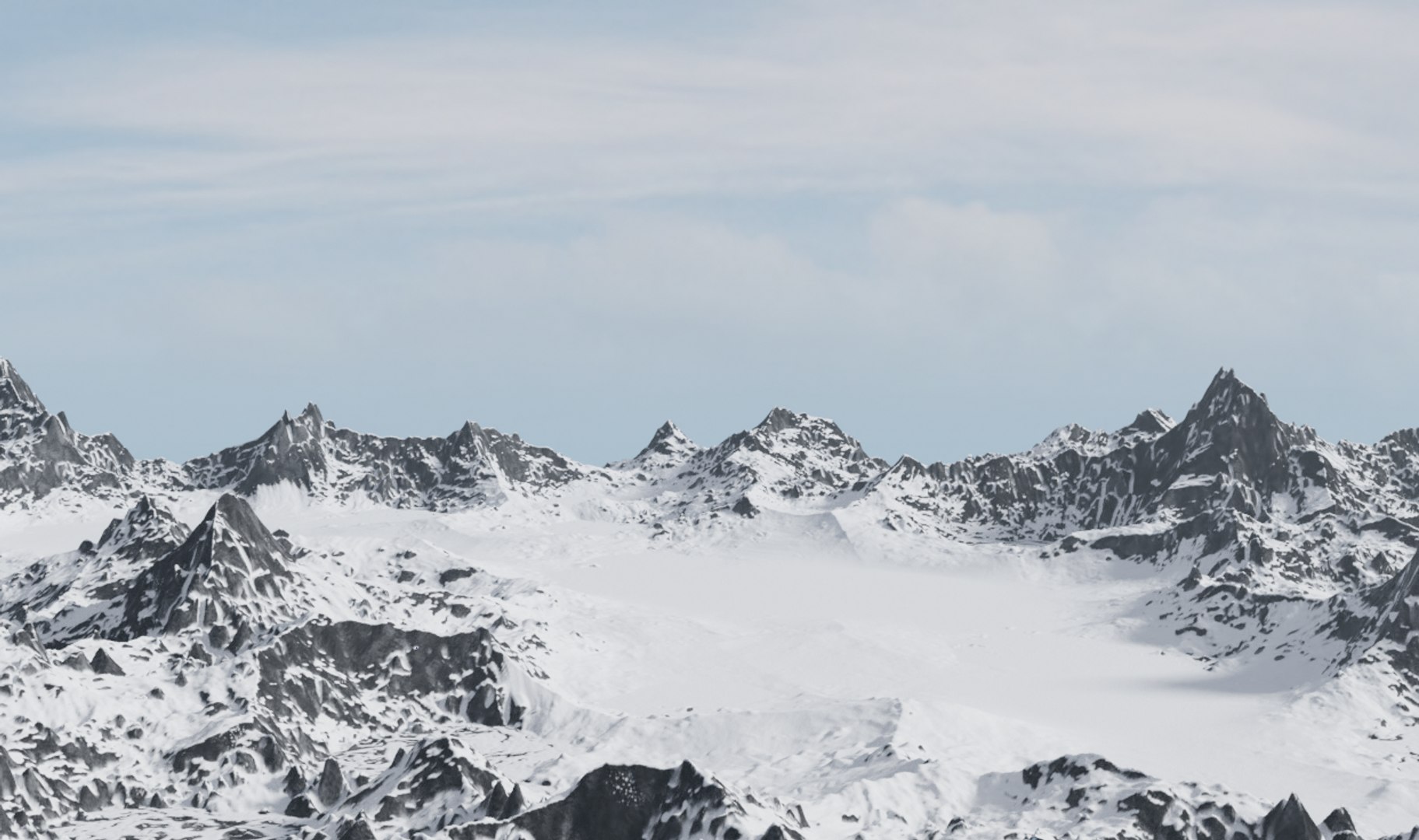 Valley Snowy Mountains 3D Model - TurboSquid 1540537
