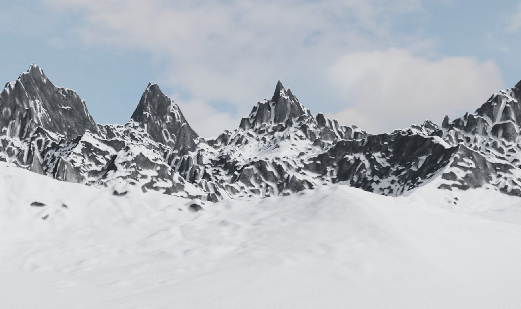 Valley Snowy Mountains 3D Model - TurboSquid 1540537