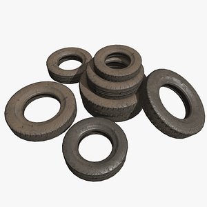 old dirty tire treads 3D