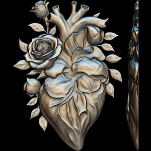 3D ROSE HEART SCULPTURE 3D PRINT MODEL