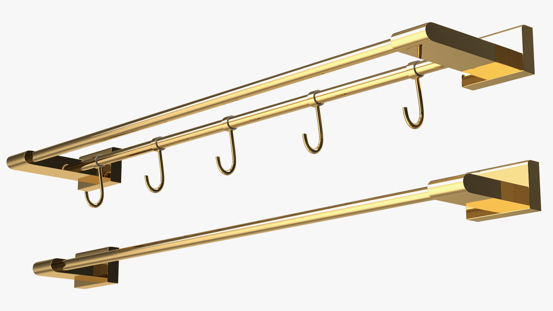 Double Towel Rack Gold 3D model preview