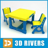 Kids table with chairs 06 by 3DRivers