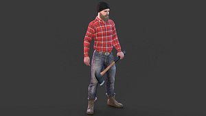 3d model rigged canadian lumberjack man