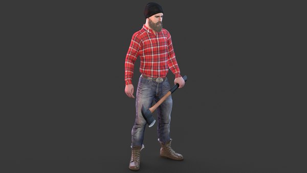 3d model rigged canadian lumberjack man