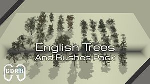 English trees  bushes pack 3D model