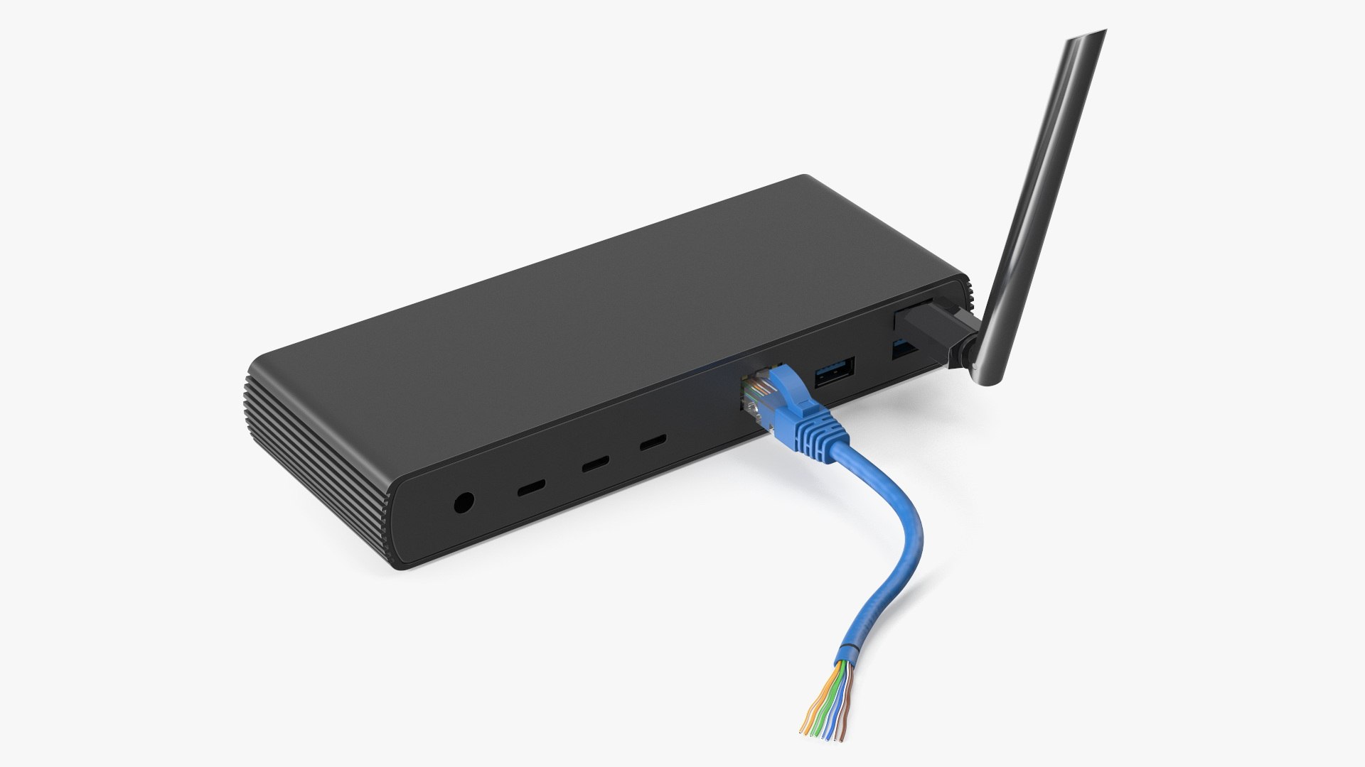 Network Docking Station with Wi-Fi and LAN Modules Black 3D model preview