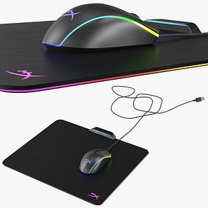 HyperX Pulsefire Surge Mouse with Mouse Pad Set switched On