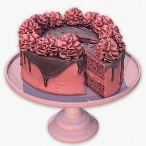 3D Sliced Red Velvet Gateau